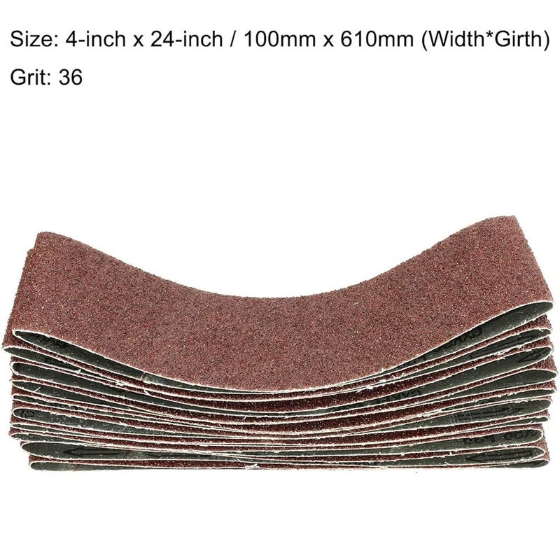 Boxonly 4 x 24 Inch Aluminum Oxide Sanding Belt for Belt Sander 36 Grit 10pcs - Image 3